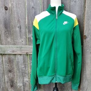 Nike Athletic Retro Green Yellow White Eugene Oregon Full Zipper Jacket 274000 L